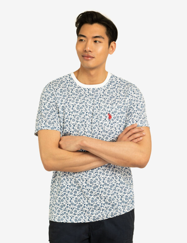 FLORAL PRINTED CREW NECK T-SHIRT WITH POCKET - Image 3
