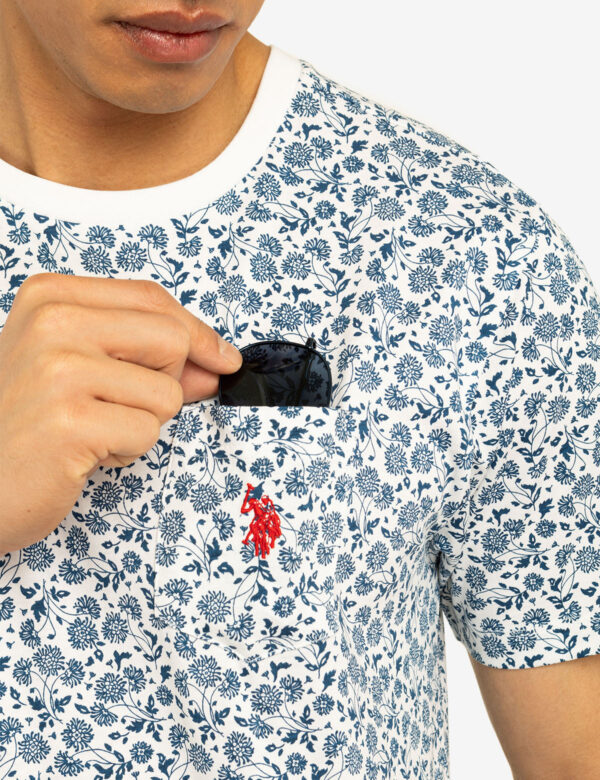FLORAL PRINTED CREW NECK T-SHIRT WITH POCKET - Image 5