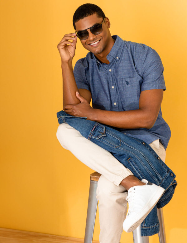 SWISS DOT WOVEN SHIRT WITH POCKET
