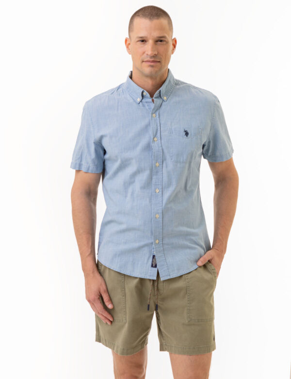 SHORT SLEEVE SLUB CHAMBRAY WOVEN SHIRT - Image 5
