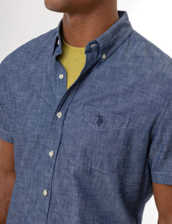 SHORT SLEEVE SLUB CHAMBRAY WOVEN SHIRT - Image 3