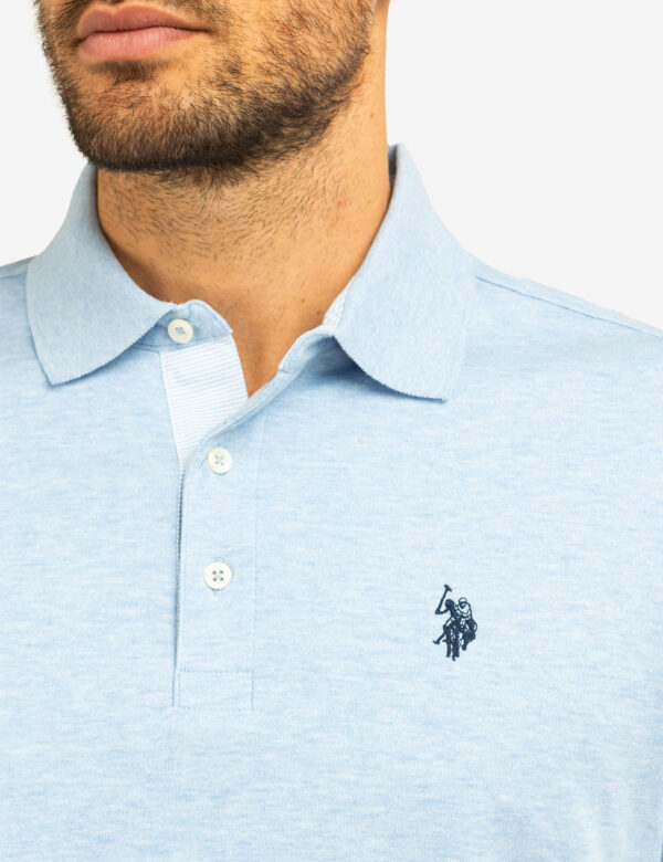 SOLID INTERLOCK POLO SHIRT WITH WOVEN TRIM - Image 3