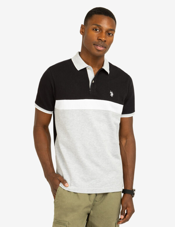 COLOR BLOCK OTTOMAN TEXTURE KNIT POLO SHIRT - Image 5