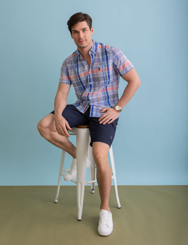 PLAID SHORT SLEEVE WOVEN SHIRT WITH POCKET - Image 2