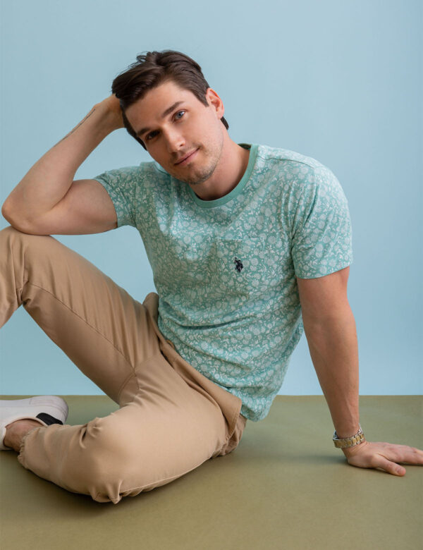 FLORAL PRINTED CREW NECK T-SHIRT WITH POCKET - Image 8